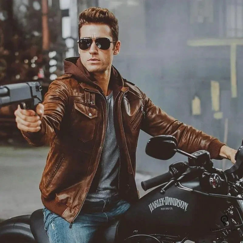 Veste Aviateur Homme Capuche Cuir 5 Veste Aviateur Homme Capuche Cuir – Image 3