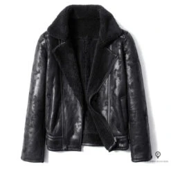 Veste Aviateur Homme<br /> En Cuir Peau Lainée