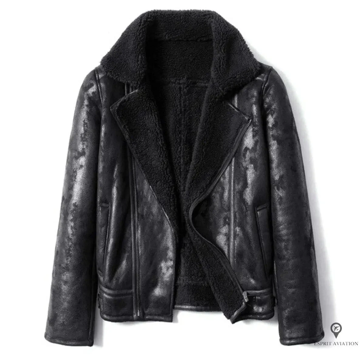 Veste Aviateur Homme<br /> En Cuir Peau Lainée 3 Veste Aviateur Homme<br /> En Cuir Peau Lainée