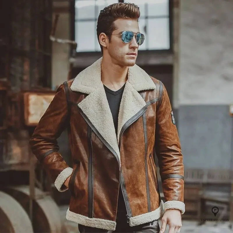 Veste Aviateur Homme<br /> Fausse Fourrure 3 Veste Aviateur Homme<br /> Fausse Fourrure