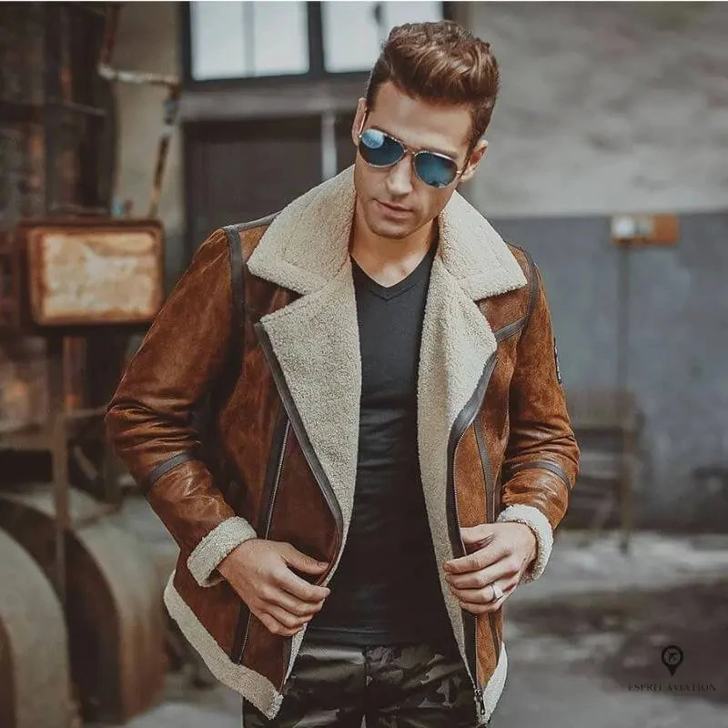 Veste Aviateur Homme<br /> Fausse Fourrure 4 Veste Aviateur Homme<br /> Fausse Fourrure – Image 2