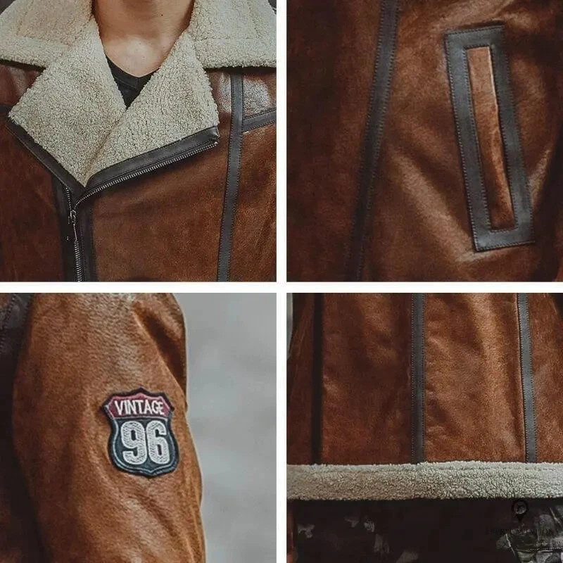 Veste Aviateur Homme<br /> Fausse Fourrure 7 Veste Aviateur Homme<br /> Fausse Fourrure – Image 5