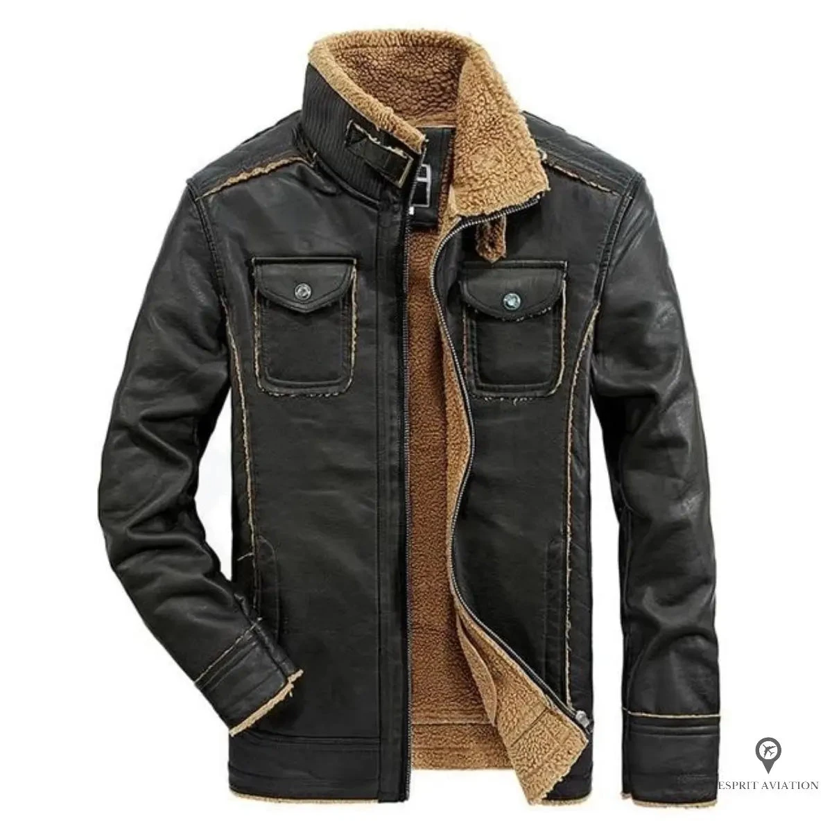 Veste Aviateur Homme<br /> Laine Et Simili Cuir 3 Veste Aviateur Homme<br /> Laine Et Simili Cuir