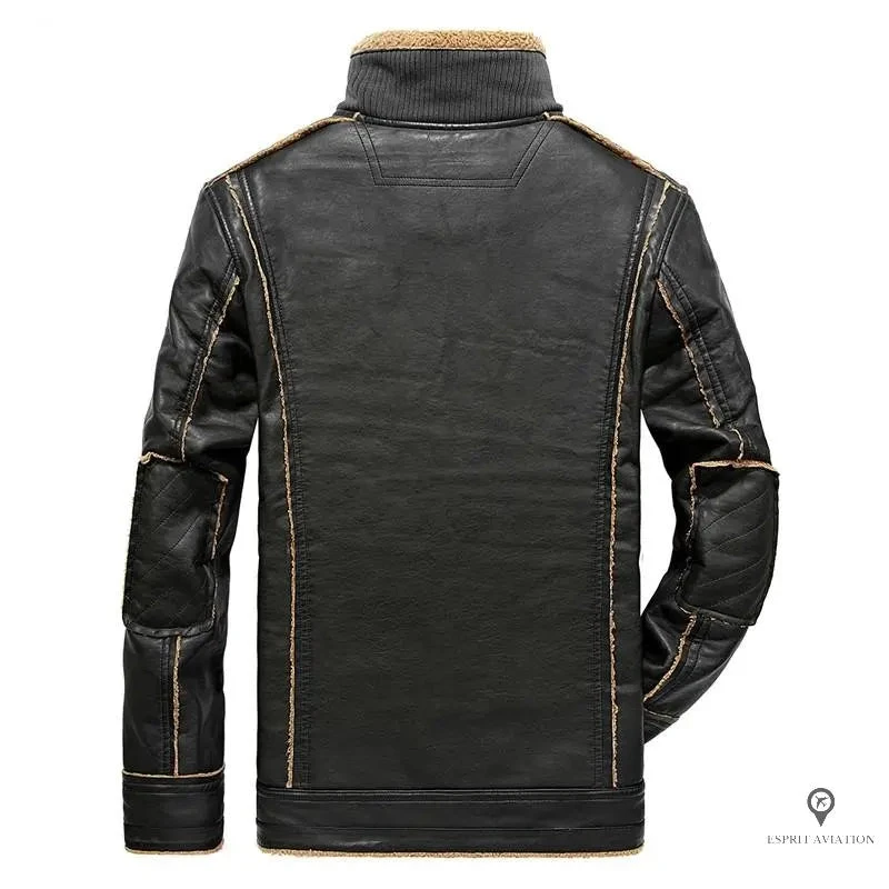 Veste Aviateur Homme<br /> Laine Et Simili Cuir 4 Veste Aviateur Homme<br /> Laine Et Simili Cuir – Image 2