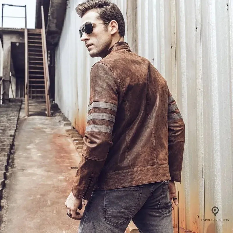 Veste Aviateur Homme<br /> Marron Clair 4 Veste Aviateur Homme<br /> Marron Clair – Image 2