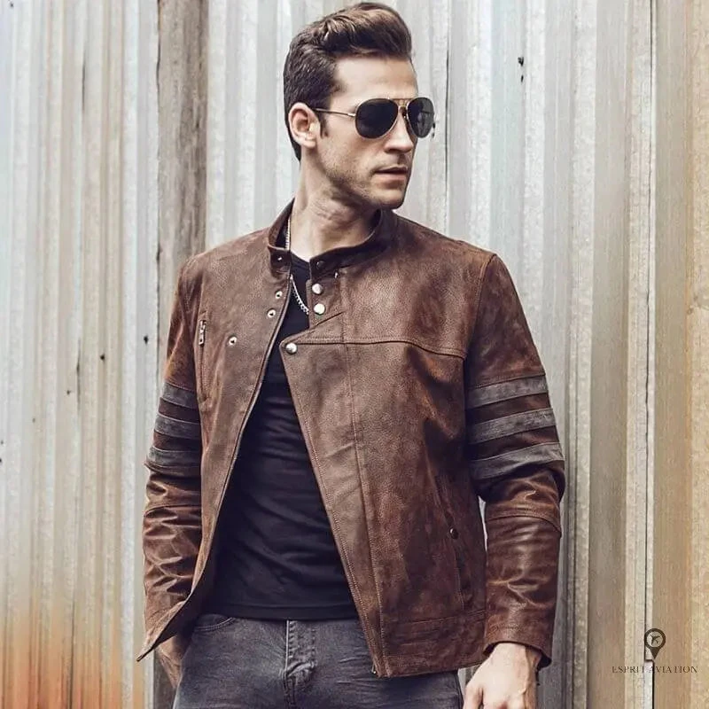 Veste Aviateur Homme<br /> Marron Clair 5 Veste Aviateur Homme<br /> Marron Clair – Image 3