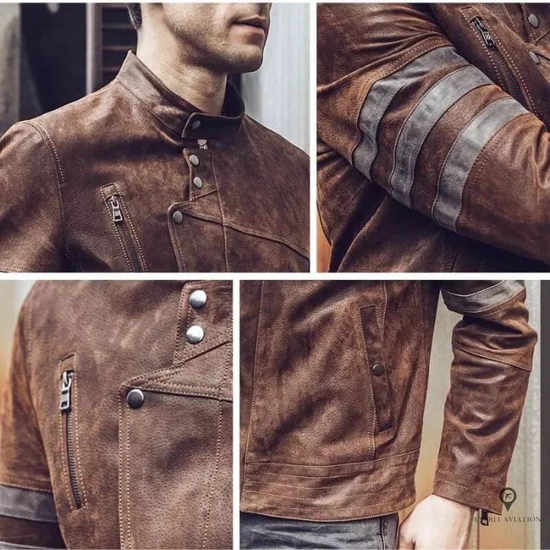 Veste Aviateur Homme<br /> Marron Clair 6 Veste Aviateur Homme<br /> Marron Clair – Image 4