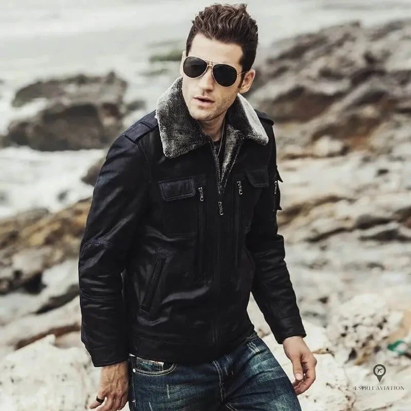 Veste Aviateur Homme<br /> Mythique Noir 3 Veste Aviateur Homme<br /> Mythique Noir