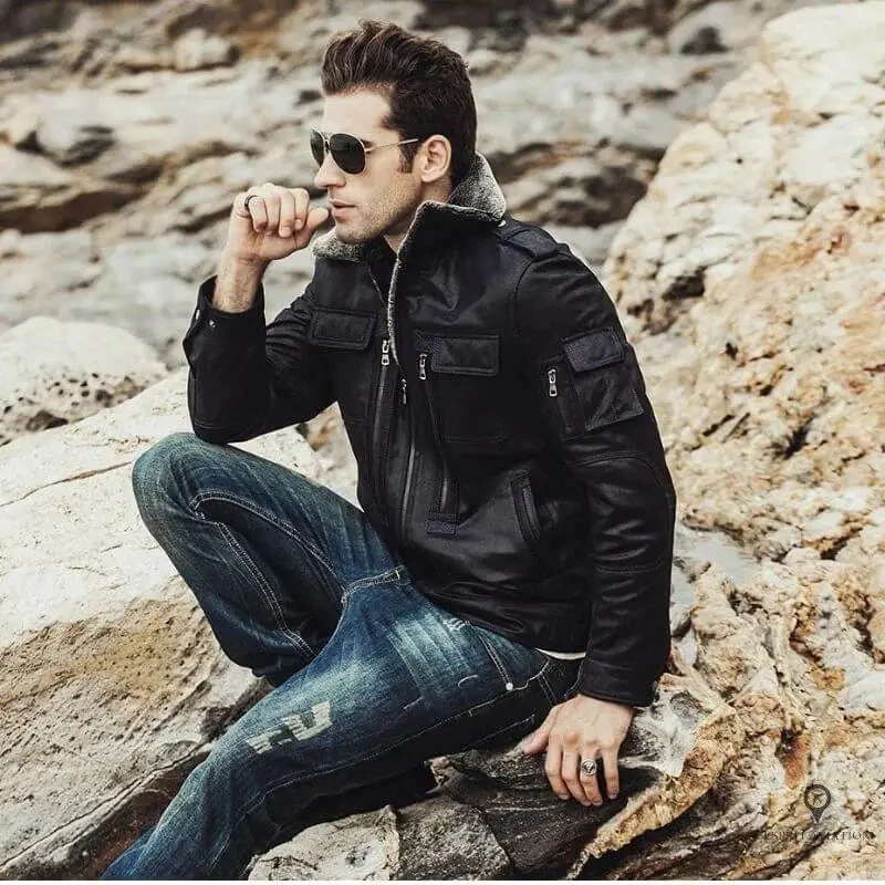 Veste Aviateur Homme<br /> Mythique Noir 5 Veste Aviateur Homme<br /> Mythique Noir – Image 3