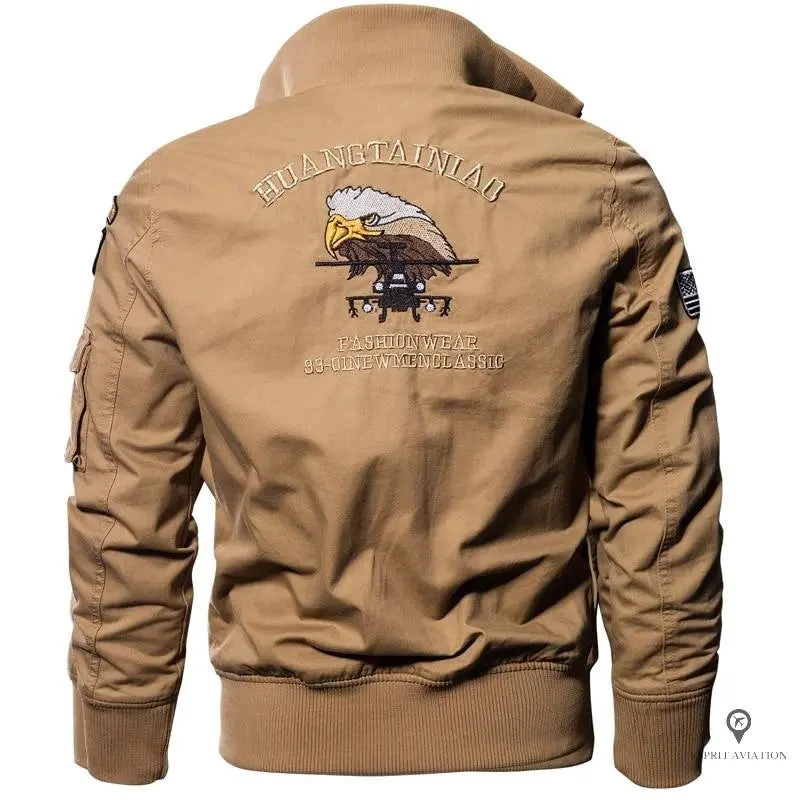 Veste Aviateur Homme<br /> Style Militaire (Beige) 4 Veste Aviateur Homme<br /> Style Militaire (Beige) – Image 2