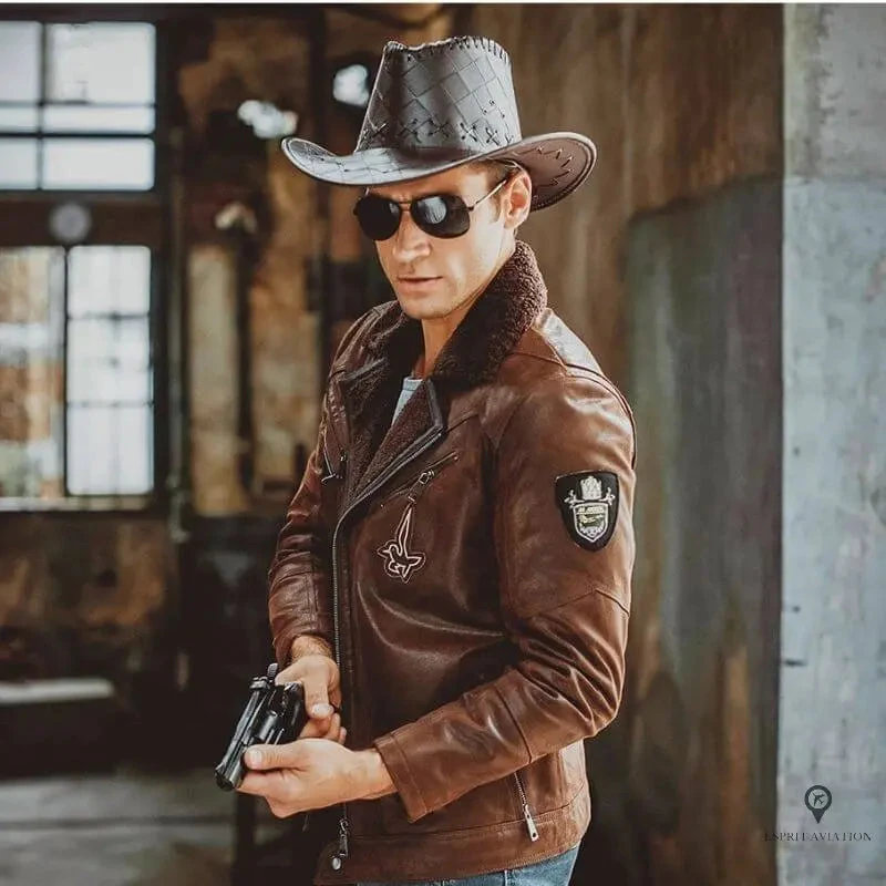 Veste Aviateur Homme<br /> Vachette Marron 4 Veste Aviateur Homme<br /> Vachette Marron – Image 2