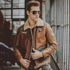 Veste Aviateur<br> Hiver En Cuir Homme
