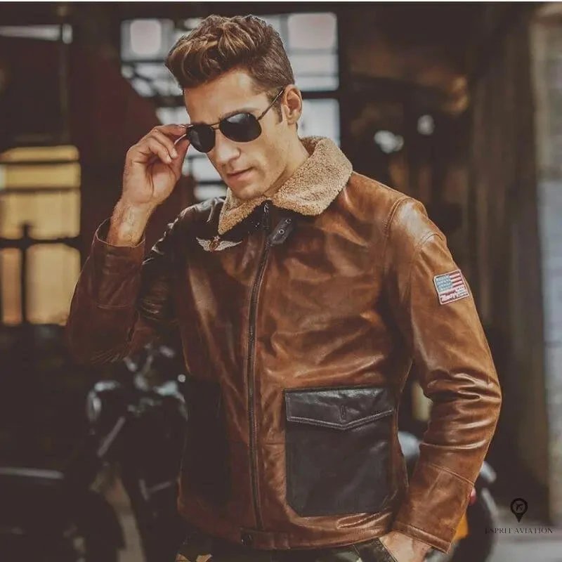 Veste Aviateur<br> Hiver En Cuir Homme 4 Veste Aviateur<br> Hiver En Cuir Homme – Image 2