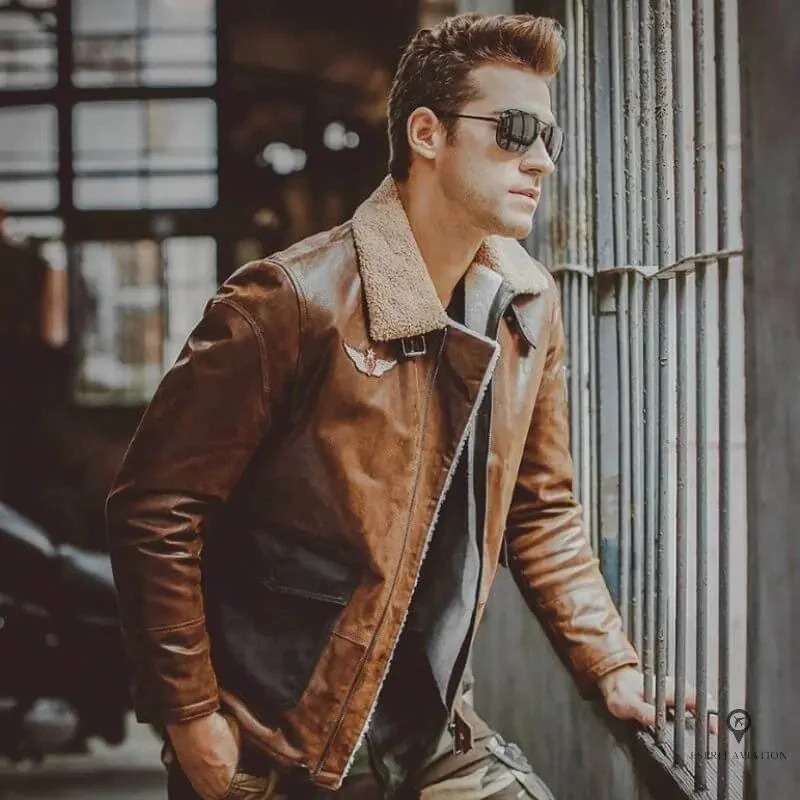 Veste Aviateur<br> Hiver En Cuir Homme 5 Veste Aviateur<br> Hiver En Cuir Homme – Image 3