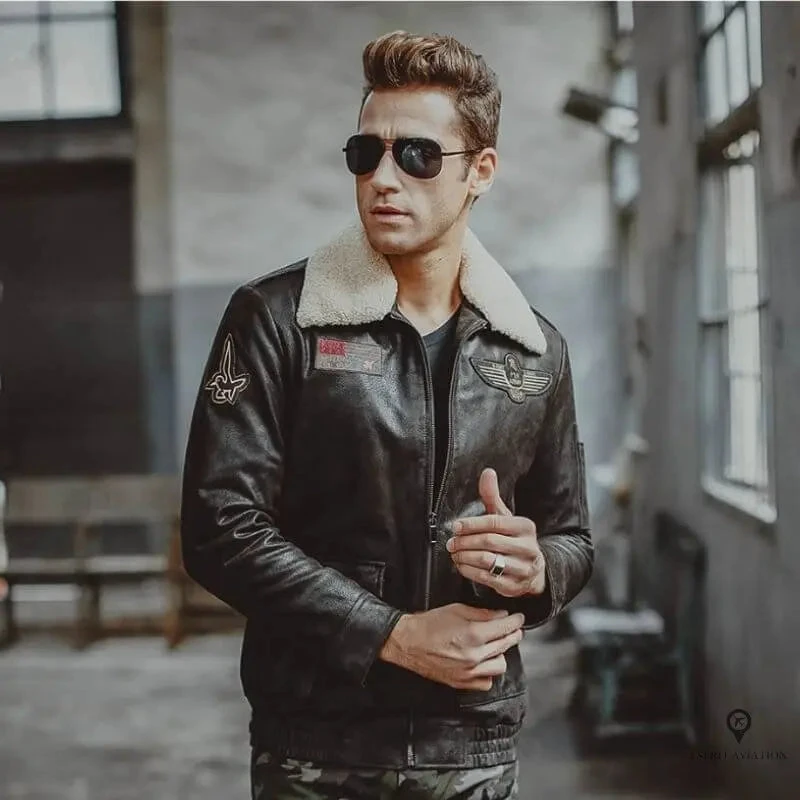Veste Aviateur <br>en Cuir Véritable Homme 3 Veste Aviateur <br>en Cuir Véritable Homme