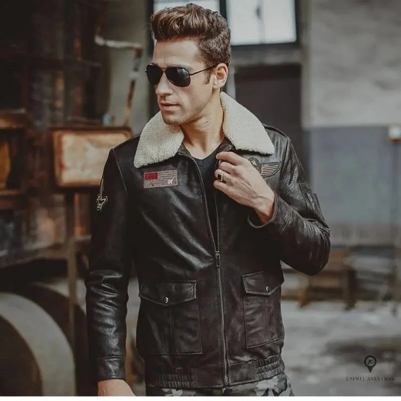 Veste Aviateur <br>en Cuir Véritable Homme 4 Veste Aviateur <br>en Cuir Véritable Homme – Image 2