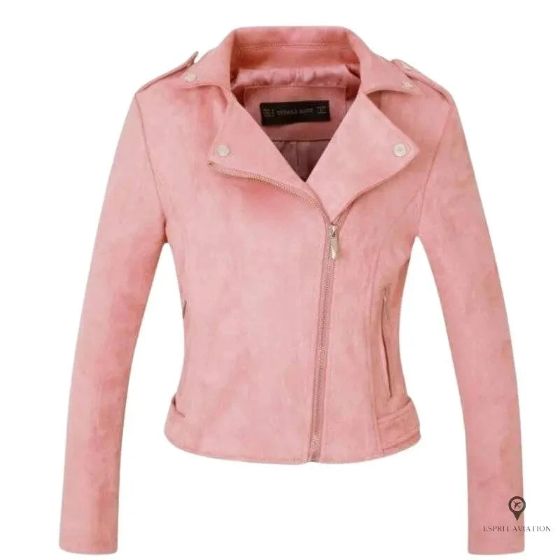 Veste Aviateur Perfecto En Cuir Daim Rose 3 Veste Aviateur Perfecto En Cuir Daim Rose