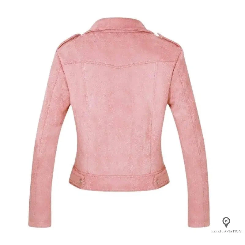 Veste Aviateur Perfecto En Cuir Daim Rose 4 Veste Aviateur Perfecto En Cuir Daim Rose – Image 2