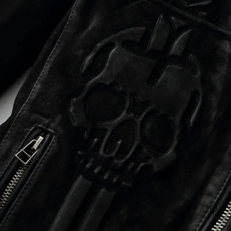 Veste En Cuir Véritable Vintage Noir 7 Veste En Cuir Véritable Vintage Noir – Image 5